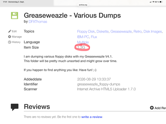 1.3GB an Greaseweazle Daten.... ja... 😜