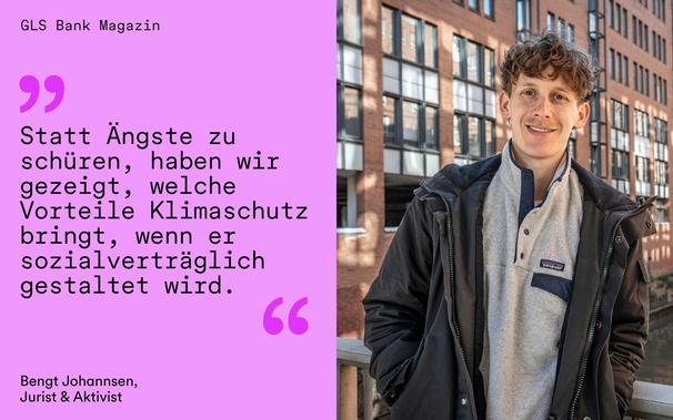 Zitat und Foto von Aktivist beim Hamburger Zukunftsentscheid Bengt Johannsen.