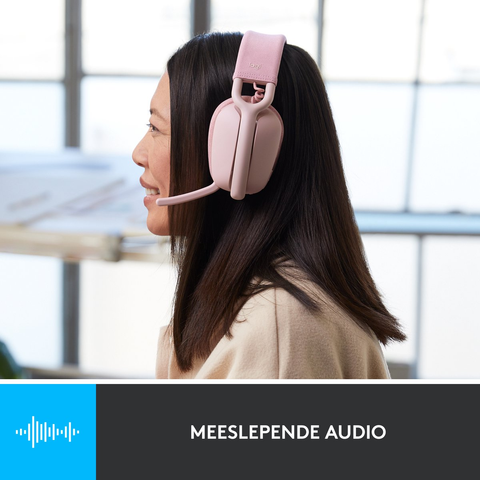 Pink headset on a lady