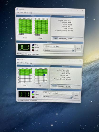 Bildschirmfoto des Programms "KryoFlux"