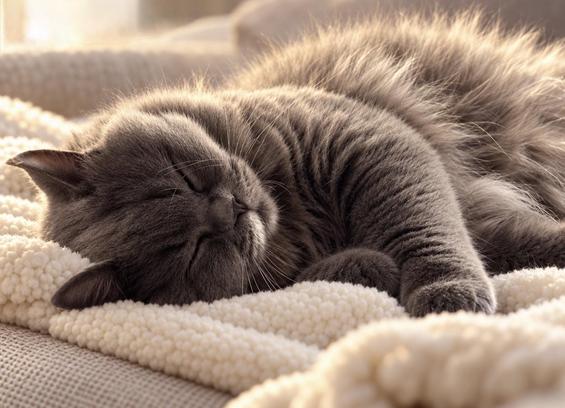 Der Kater liegt auf der Couch und schläft