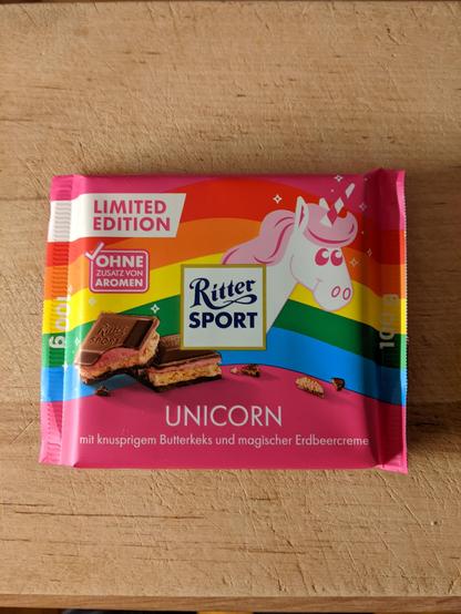 Foto. Ritter Sport Schokolade "unicorn"